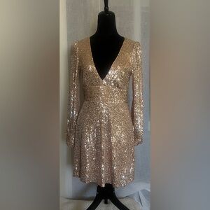 Honey and Rosie Gold Long Sleeve Sequin Dress